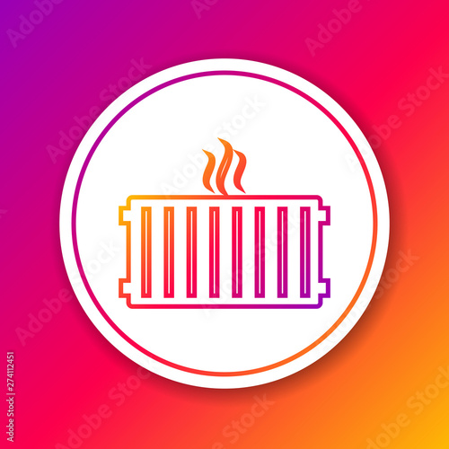 Color Heating radiator line icon isolated on color background. Circle white button. Vector Illustration