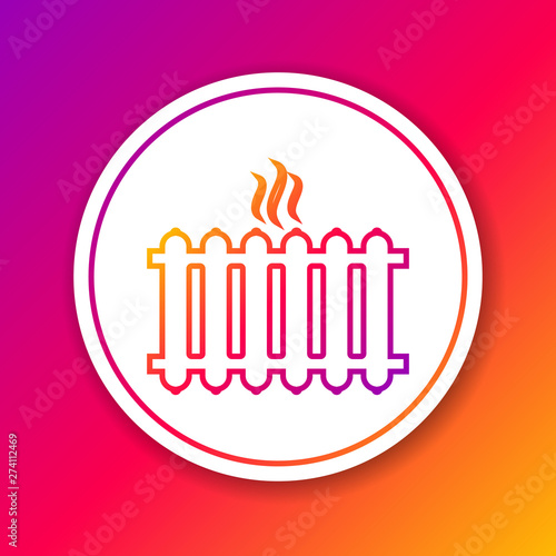 Color Heating radiator line icon isolated on color background. Circle white button. Vector Illustration