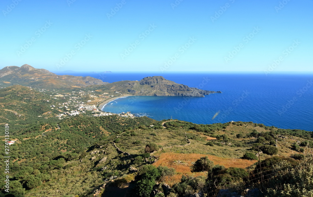 Crete island, beautiful beach and fishing village Plakias. Greece