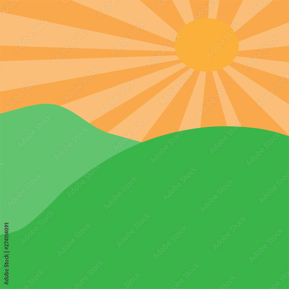 Obraz premium Green hills on a warm summer day