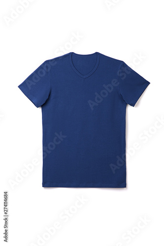 Blue men's t-shirt isolated on white background