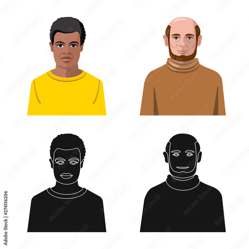 Vector design of hairstyle and profession symbol. Collection of hairstyle and character stock symbol for web. Vector design of hairstyle and profession symbol. Collection of hairstyle and character stock symbol for web.