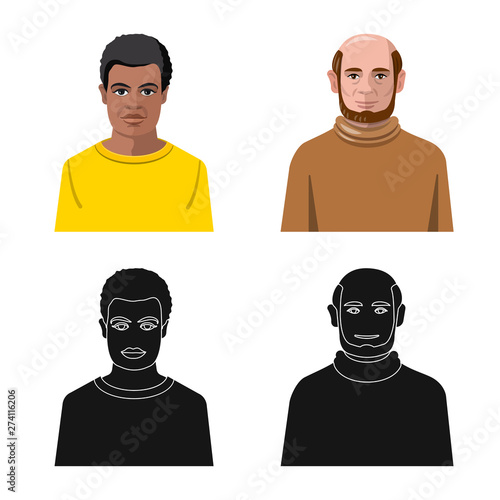 Vector design of hairstyle and profession symbol. Collection of hairstyle and character stock symbol for web.