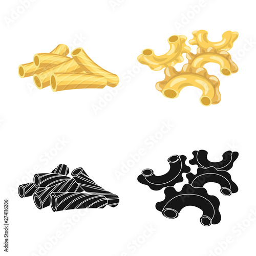 Isolated object of pasta and carbohydrate sign. Collection of pasta and macaroni vector icon for stock.