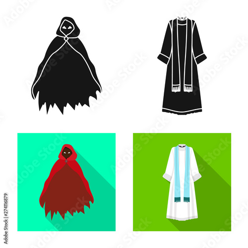 Vector illustration of material and clothing sign. Collection of material and garment vector icon for stock.