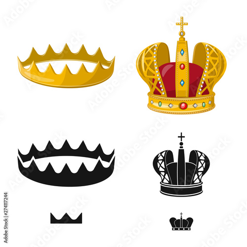 Vector design of medieval and nobility logo. Set of medieval and monarchy stock vector illustration.