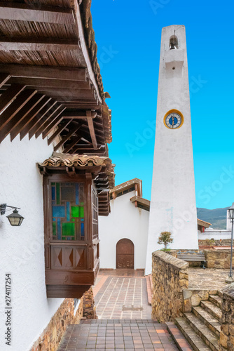 Colombia Guatavita view of the church tower our lady of sorrows