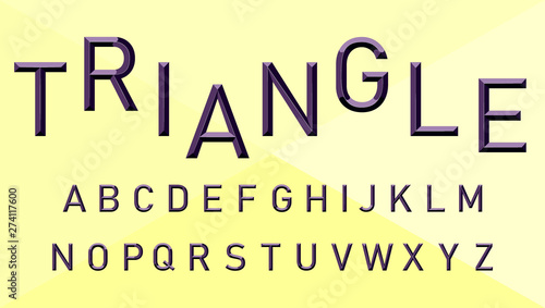 Chiseled Alphabet Vector Font. Type letters. Chiseled block letters on the yellow background.