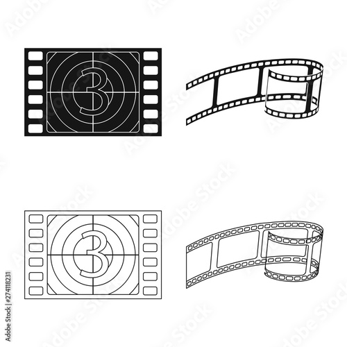 Isolated object of television and filming icon. Collection of television and viewing stock symbol for web.