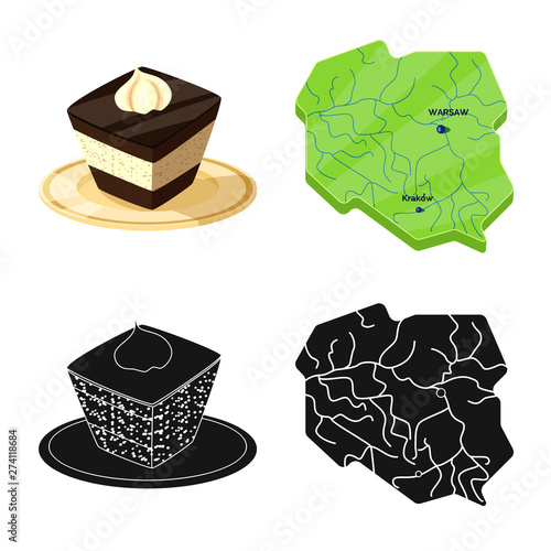 Vector design of traditional and tour sign. Set of traditional and landmarks stock symbol for web.