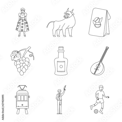 Isolated object of tourism and landmark sign. Collection of tourism and european stock symbol for web.
