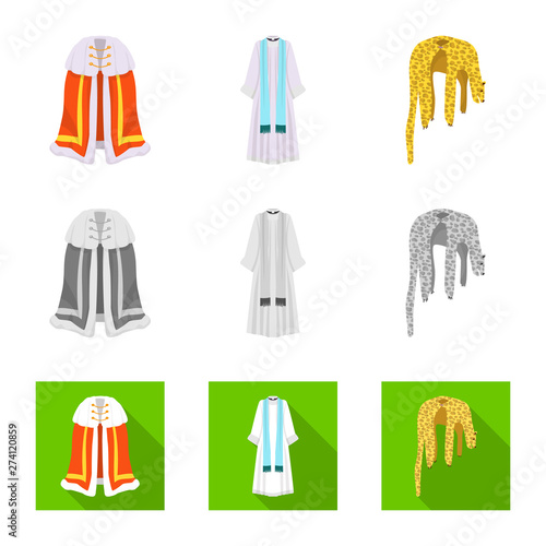 Isolated object of material and clothing logo. Set of material and garment stock symbol for web.