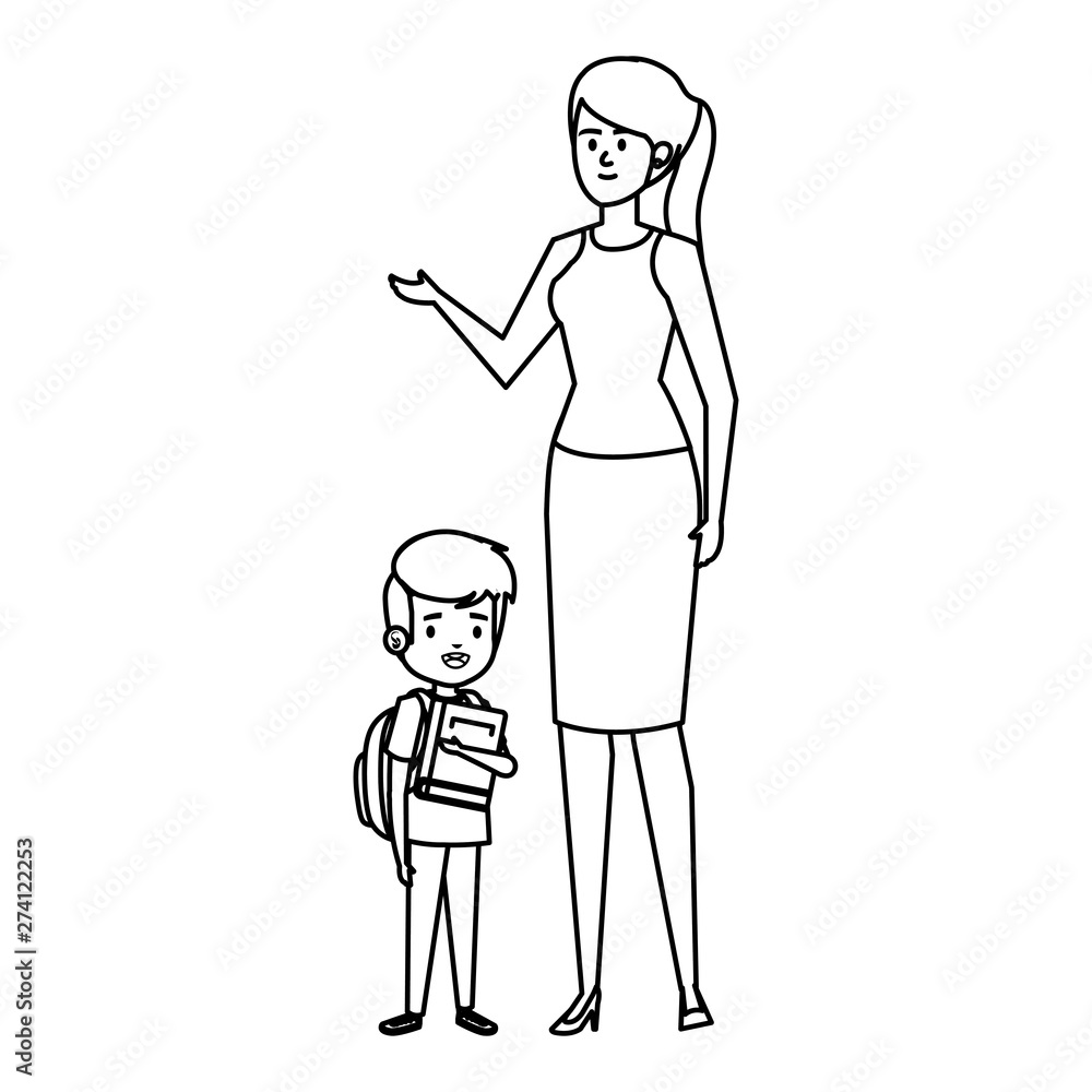 happy student boy with female teacher happy student boy with female teacher