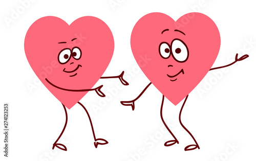 Pair of dancing hearts. Concept of friendship love support and help. Love or helth symbol. Don't be afraid i am with you