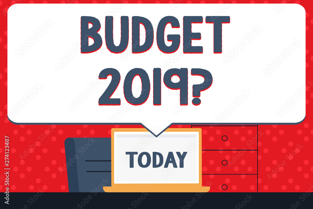 Handwriting text Budget 2019 Question. Conceptual photo estimate of income and expenditure for next year Blank Huge Speech Bubble Pointing to White Laptop Screen in Workspace Idea Handwriting text Budget 2019 Question. Conceptual photo estimate of income and expenditure for next year Blank Huge Speech Bubble Pointing to White Laptop Screen in Workspace Idea