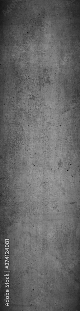 Dunkle Betonwand mit verdunkelten Ränder und Steinstrukturen. Struktur, Textur, Hintergrund, Industrial Design, Schwarzer Hintergrund mit highlight Effekt. 16:9 Hochformat 