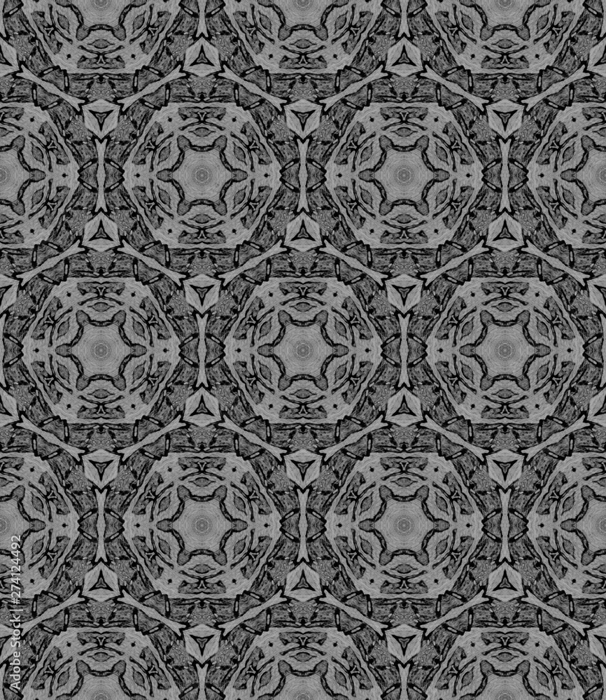 Black and white medallion allover seamless pattern