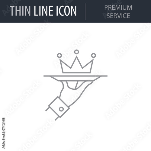 Symbol of Premium Service Thin line Icon of Business. Stroke Pictogram Graphic for Web Design. Quality Outline Vector Symbol Concept. Premium Mono Linear Beautiful Plain Laconic Logo