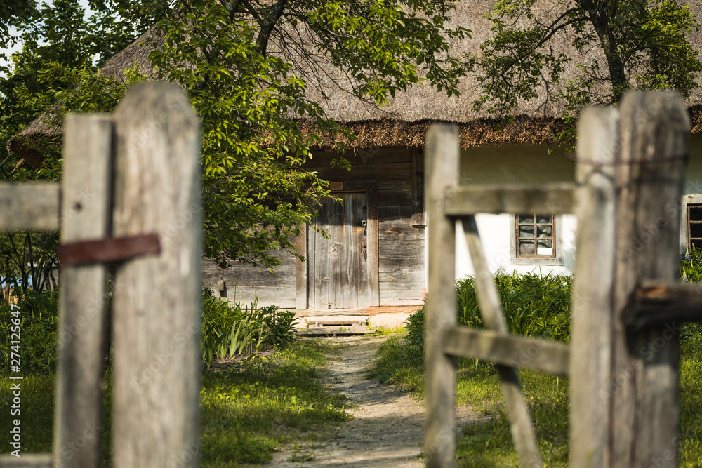 Entrance in authentic ukrainian yard and house
