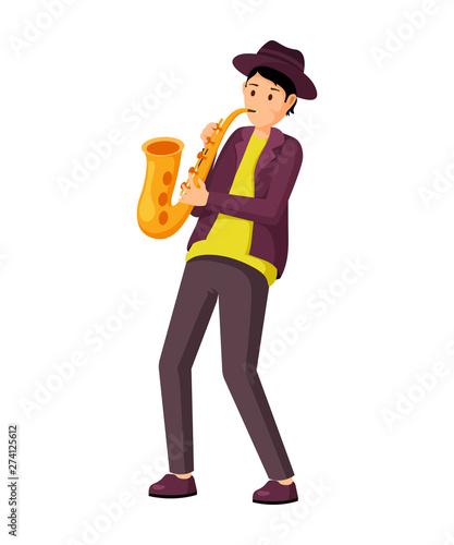Saxophonist with instrument vector illustration