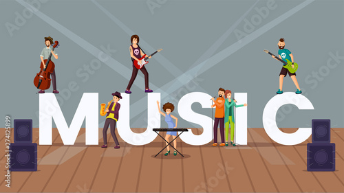 Music vector word concept banner