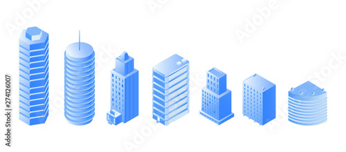 Urban architecture isometric illustrations set