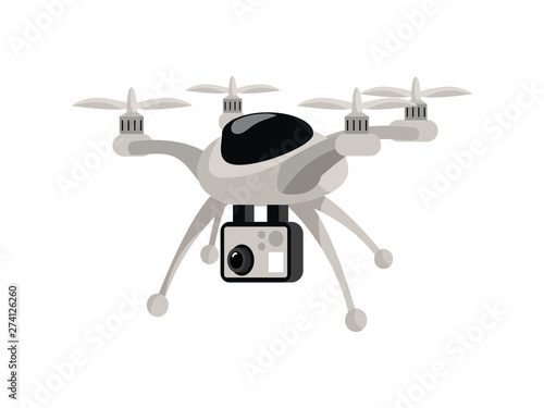 Drone flat vector color illustration