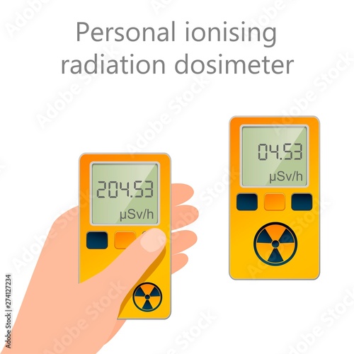 Flat vector of personal ionising radiation dosimeter