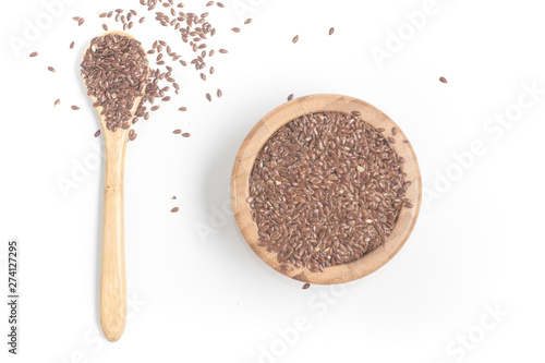 Linseed in a wooden bowl