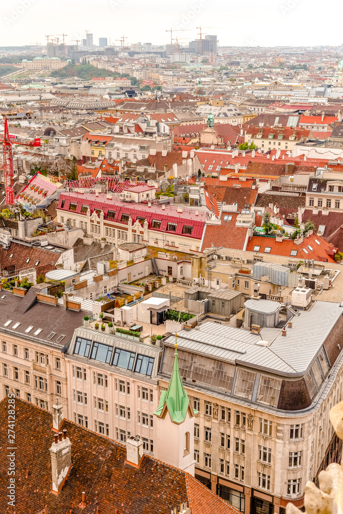Fototapeta premium Vienna city panorama view from St. Stephan's cathedral Austria