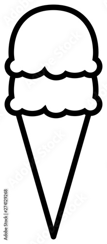 Ice cream cone with two scoop icon. Vector outline illustration.