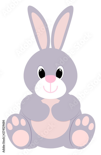 Cute bunny icon. Cartoon sitting rabbit. Vector illustration