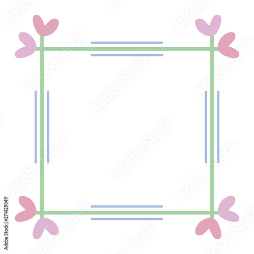 square frame with hearts decorative boho style