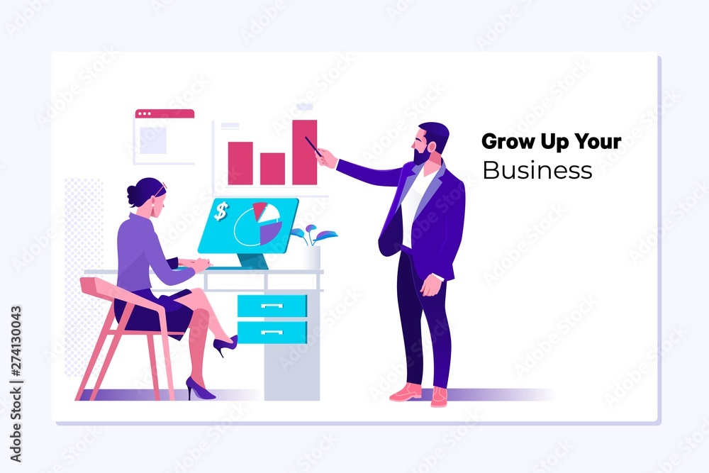 Vector web page design template of Business development to success and growing growth concept Vector web page design template of Business development to success and growing growth concept