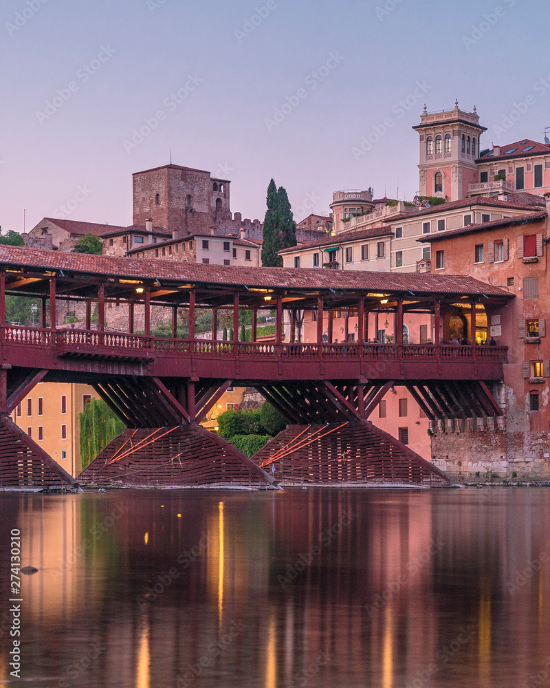 Bassano del Grappa Old Bridge after the sunset