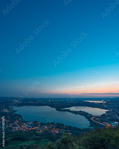 Lake Annone in Brianza seen from Monte Barro at sunset photo