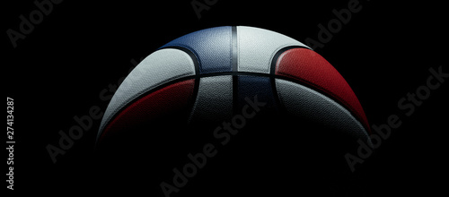 USA Flag colored basketball ball on black backhround, front view as wallpaper photo