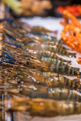Fresh Crayfish on Ice Ready for Sale in Restaurant