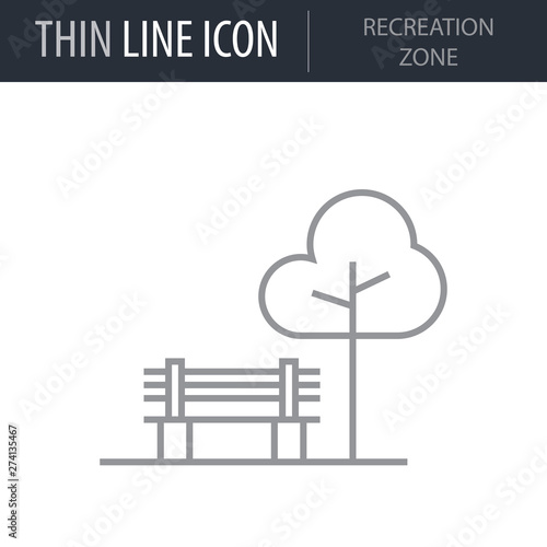 Symbol of Recreation Zone. Thin line Icon of Icons Of City Elements. Stroke Pictogram Graphic for Web Design. Quality Outline Vector Symbol Concept. Premium Mono Linear Beautiful Plain Laconic Logo