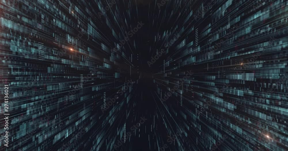 Abstract digital background hi-tech and scientific technology data.  Technological particles. Digital VR and AR future computer interface. Global network connect communication or social media loop.