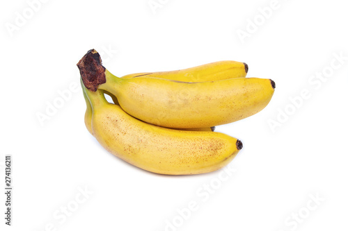 Three bananas isolated on white background. Healthy eating concept.