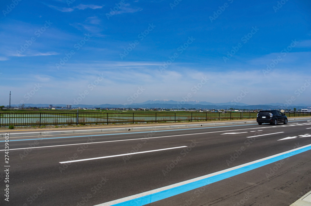 宮城県名取市閖上・閖上港線からみる風景