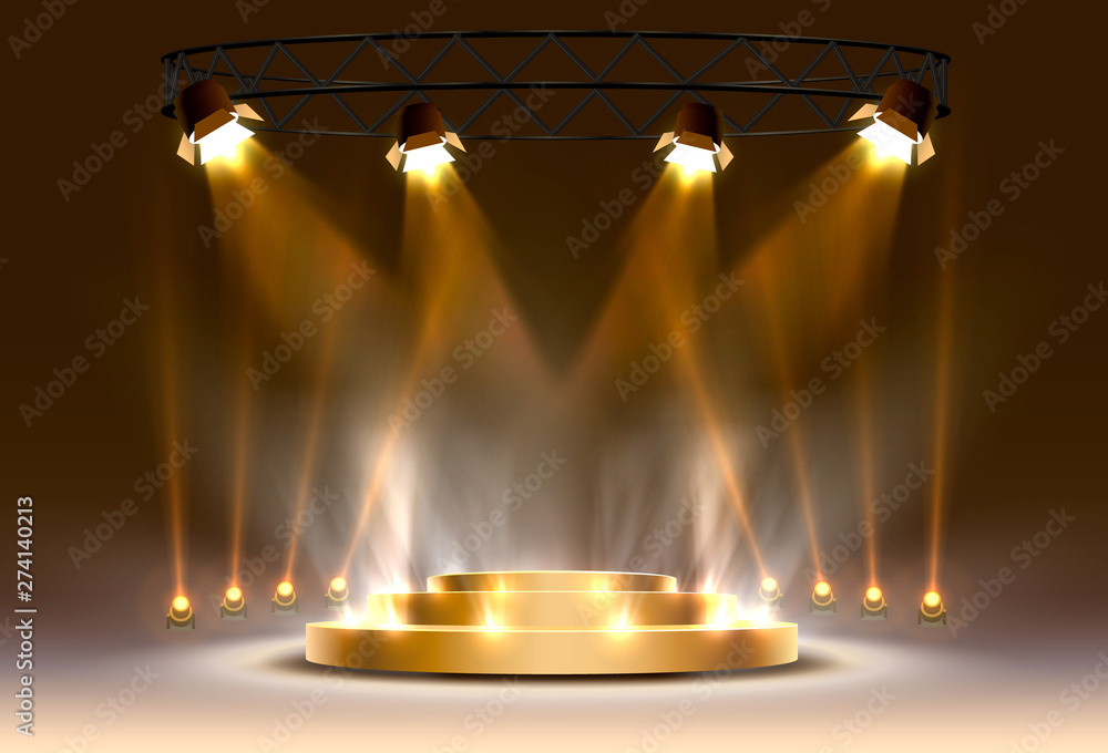 The gold podium is winner or popular on the light background.