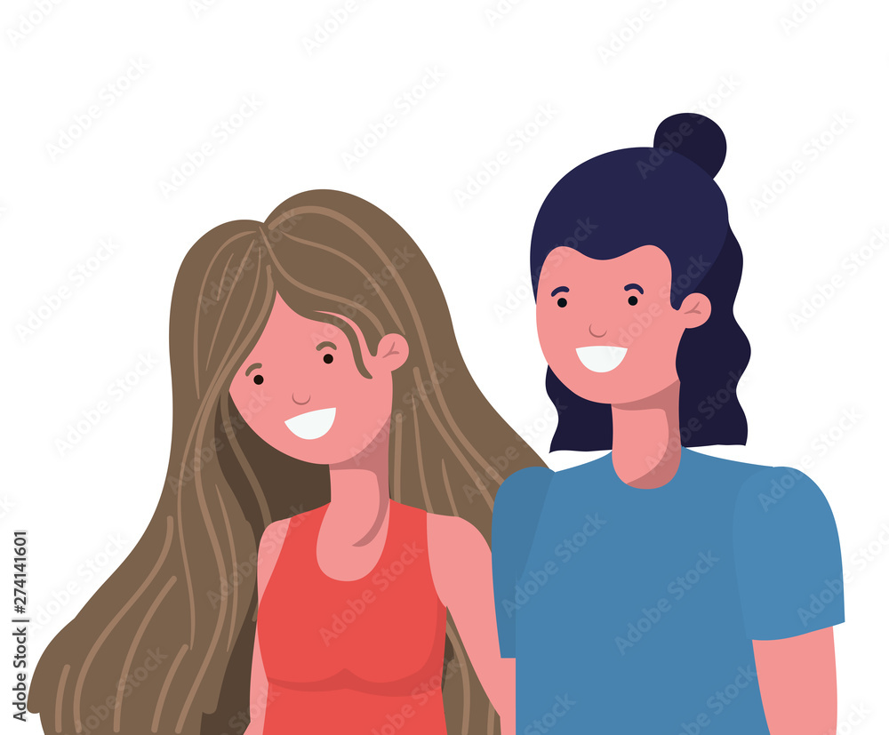 young couple in white background avatar character young couple in white background avatar character