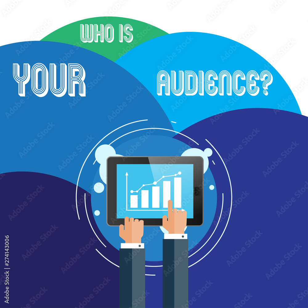 Handwriting text Who Is Your Audience Question. Conceptual photo who is watching or listening to it Businessman Hand Touching Pointing to Bar Line Chart on Smartphone Screen Handwriting text Who Is Your Audience Question. Conceptual photo who is watching or listening to it Businessman Hand Touching Pointing to Bar Line Chart on Smartphone Screen