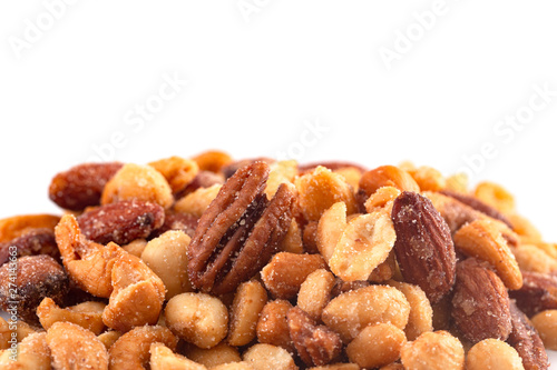 Honey Roasted Nuts Isolated on a White Background