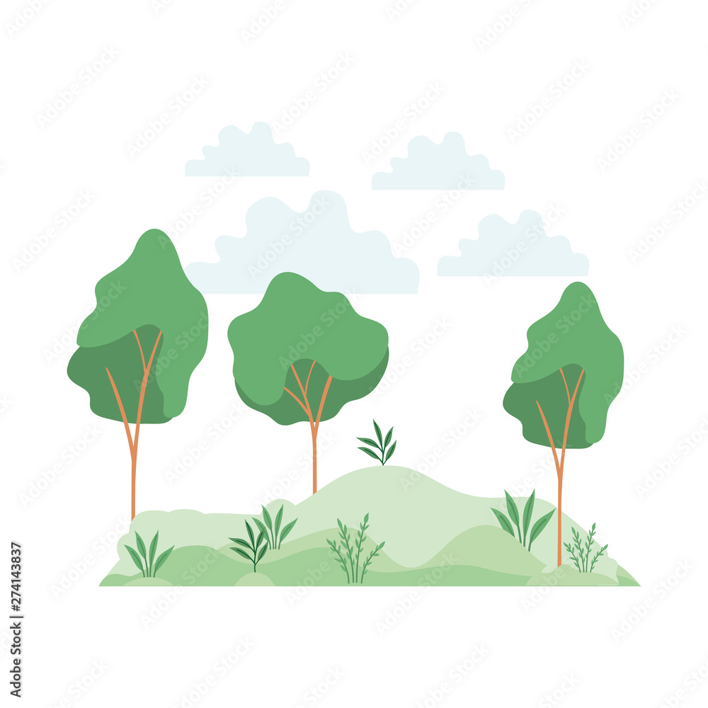 Fototapeta premium landscape with trees and plants isolated icon