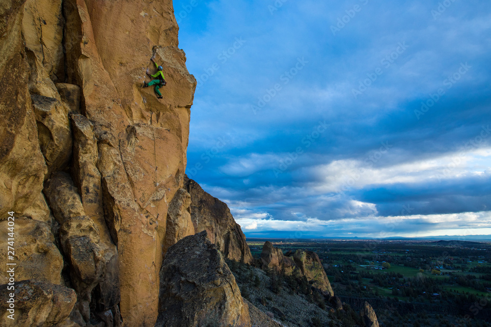 Climber on a route in Smith rock