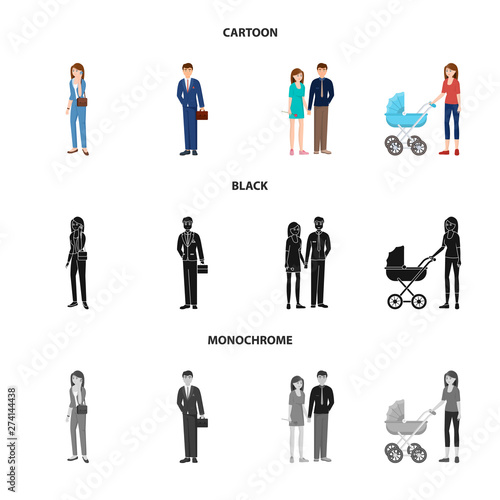 Vector illustration of character and avatar logo. Set of character and portrait stock symbol for web.