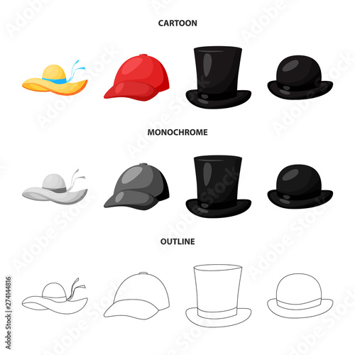 Vector illustration of clothing and cap logo. Set of clothing and beret stock vector illustration.